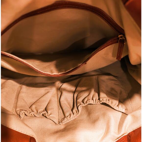 Elliott Lucca Large Soft Leather Bag with Braided Handles, Brown/Gold - Picture 10 of 10